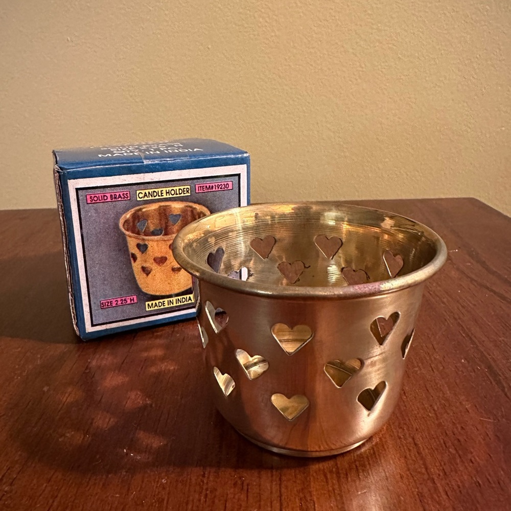 Vintage Brass Heart Votive / Tea Light Holder - N w/o T (each sold separately) - Picture 1 of 6